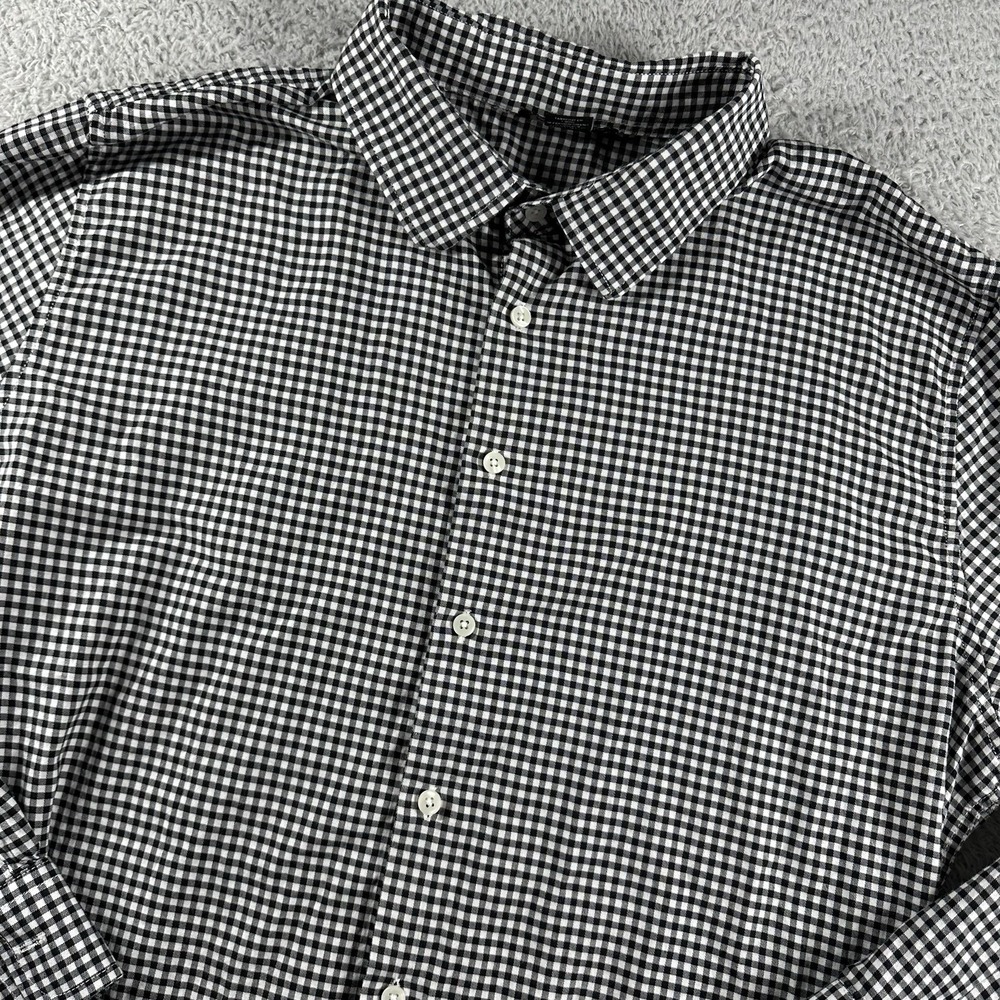 Porter +‎ Ash Shirt Mens XL Black White Gingham Plaid Long Sleeve Button Up